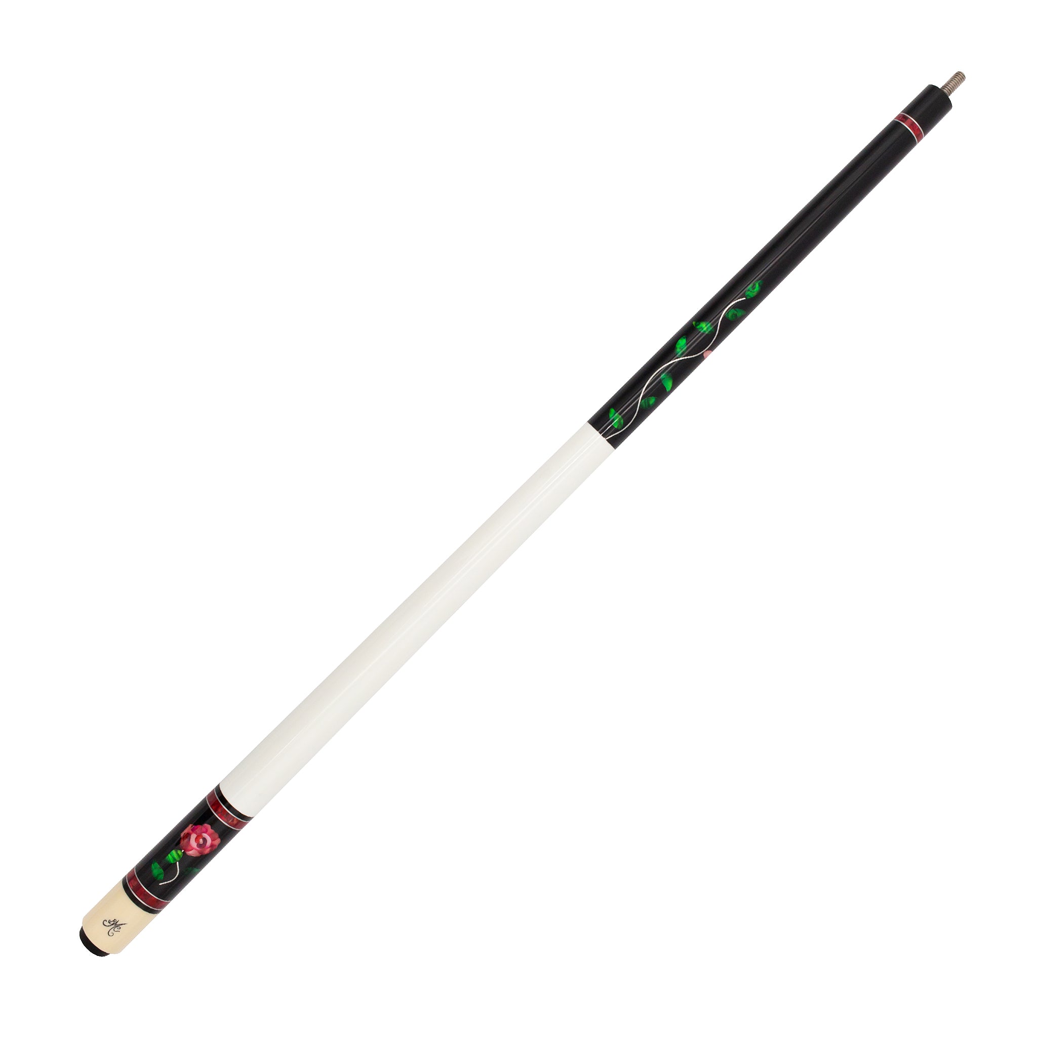 BMC Glass Rose Black and Pink Meucci Pool Cue Full