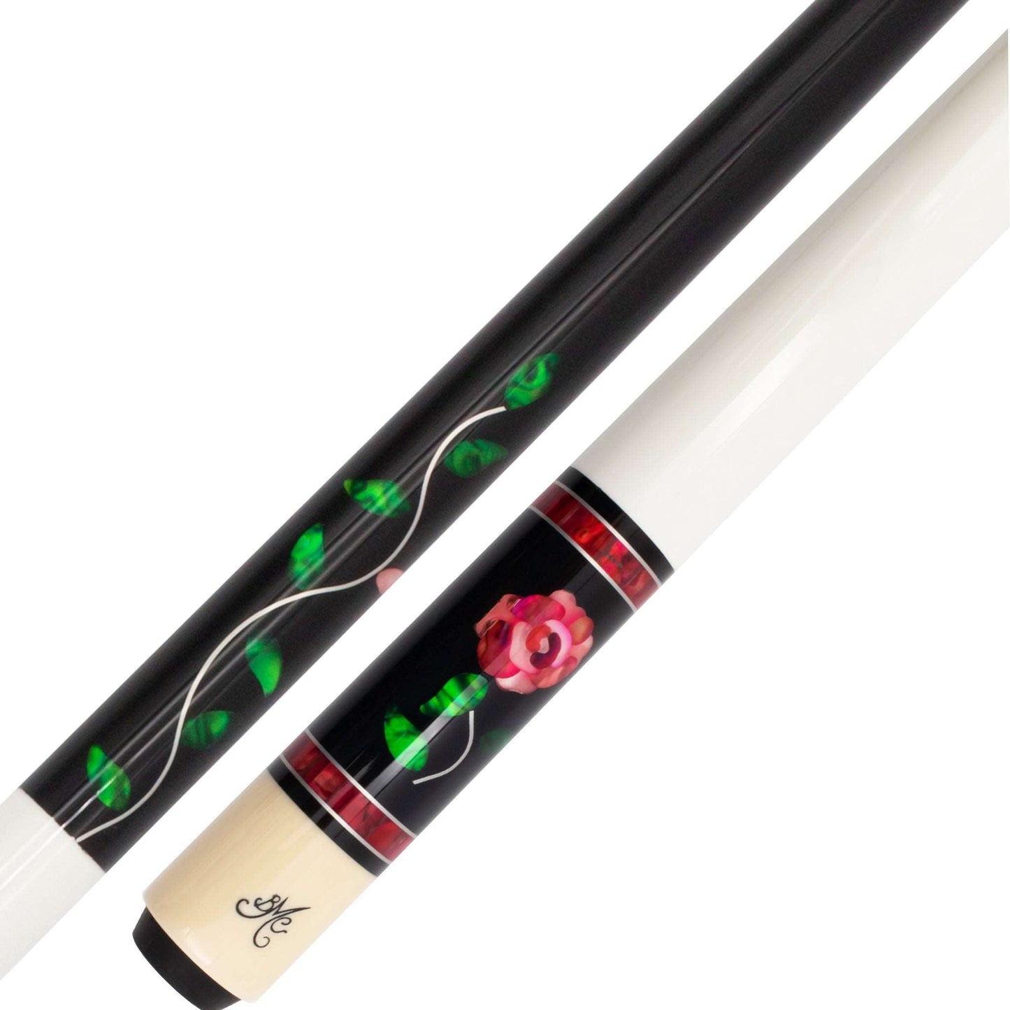 BMC Glass Rose Black and Pink Meucci Pool Cue Butt and Forearm
