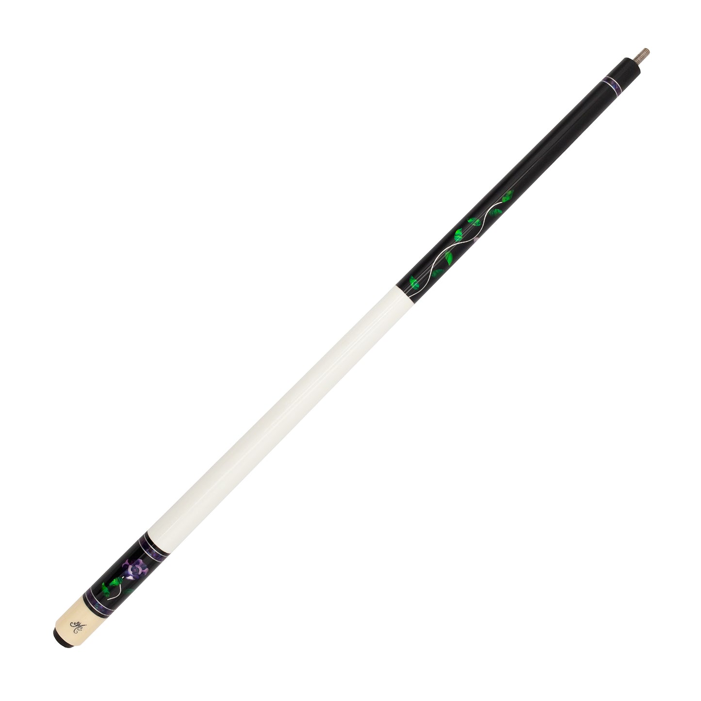 BMC Glass Rose Black and Purple Meucci Pool Cue Full